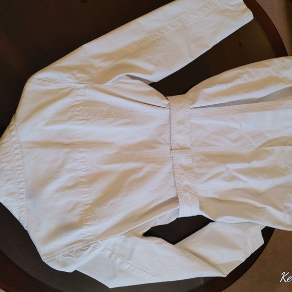 Ladies Long White Trench Old Navy Coat Size Medium - Picture 3 of 3